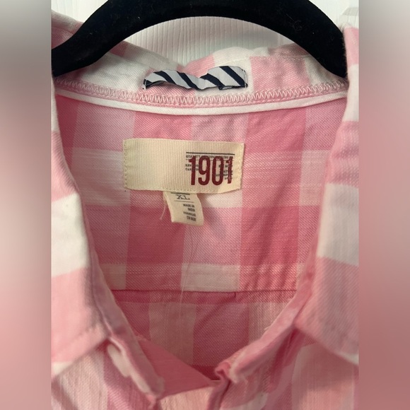 New With Tags 1901 Pink Shore Buffalo Button Down Short Sleeved Shirt - Picture 2 of 4
